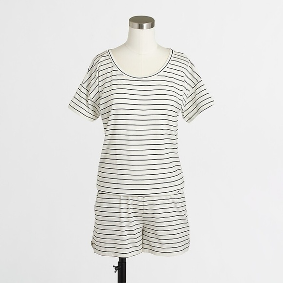 J Crew Striped Knit Romper White And Black With Pockets Womens Size XXS - Picture 1 of 6